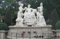 汉白玉人物雕塑  喷泉人物雕塑    鸿景雕塑厂家