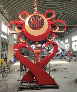 中国结不锈钢雕塑加工，民间小艺雕塑