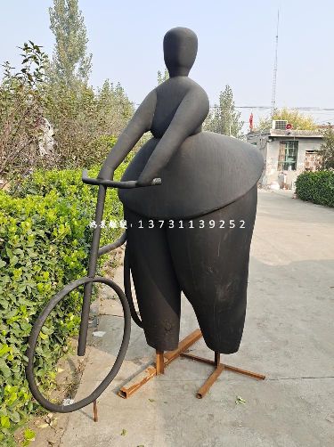 不锈钢铜人物雕塑 步行街人物 抽象肥胖女人