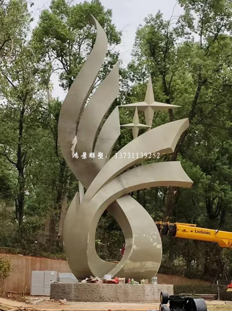 不锈钢科技之星雕塑安装